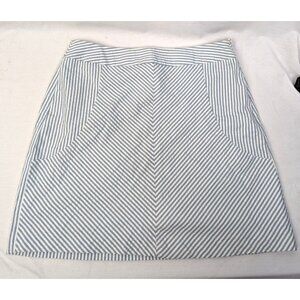 Sandro Women's Blue White Cotton Seersucker Pockets Paneled Mini Skit Sz 8